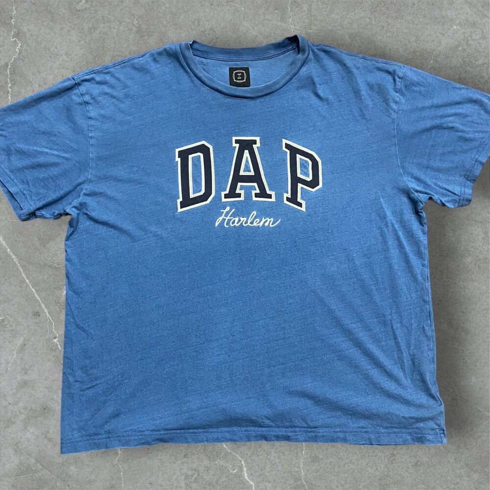 GAP x DAP Dapper Dan NY Harlem Light Indigo Blue SS24 T-Shirt Men's Size XXL
